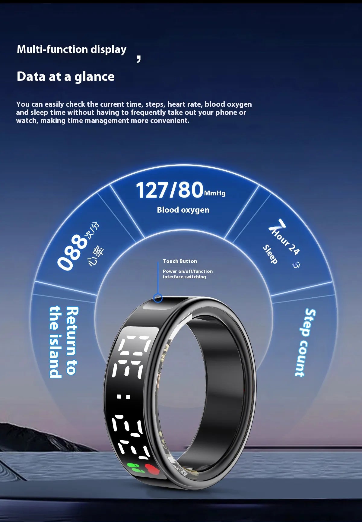 Smart Ring Fitness Tracker – Heart Rate, Blood Oxygen & Sleep Monitor for iOS & Android